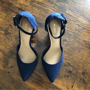 Aldo Heels; Navy Blue Color; Suede Feel; Size 7.5
